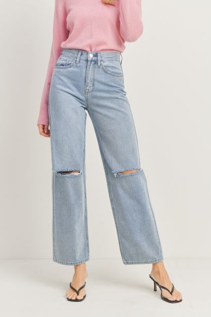 Minimal Distressed Skater Jean Light Denim Bottom