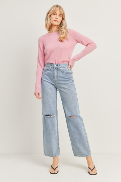 Minimal Distressed Skater Jean Light Denim Bottom