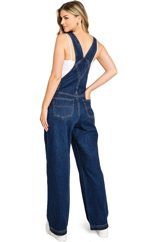 Denim Twill Overalls Dark Denim Bottom