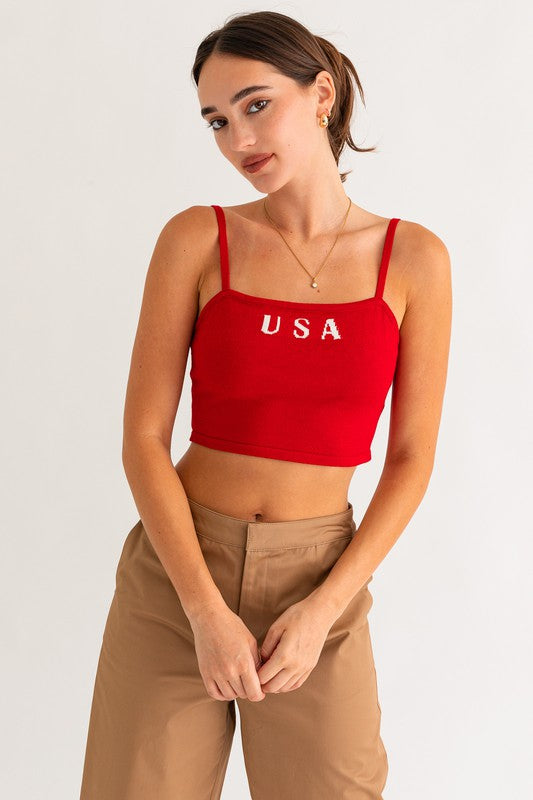 USA Tank Top Red Top