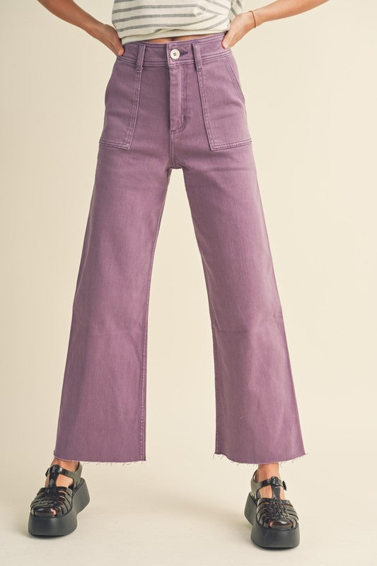 Dye And Wash Wideleg Pants Grape Bottom