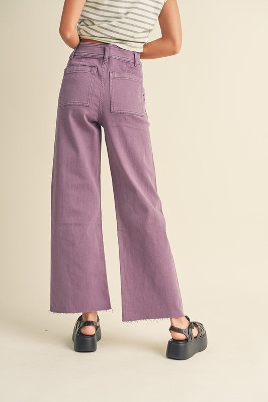 Dye And Wash Wideleg Pants Grape Bottom