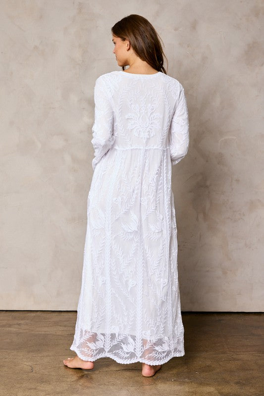 Embroidered Maxi Temple Dress White Dress