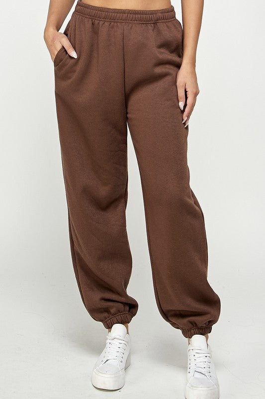 Soft Jogger Lounge Fleeze Sweatpant wtih Pockets Chocolate Bottom