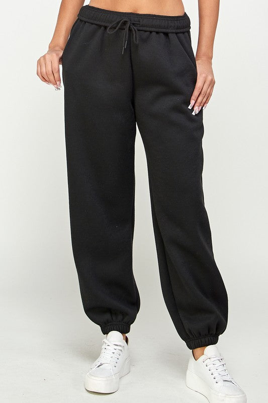 Soft Jogger Lounge Fleeze Sweatpant wtih Pockets Black Bottom