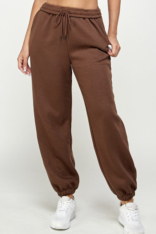 Soft Jogger Lounge Fleeze Sweatpant wtih Pockets Chocolate Bottom