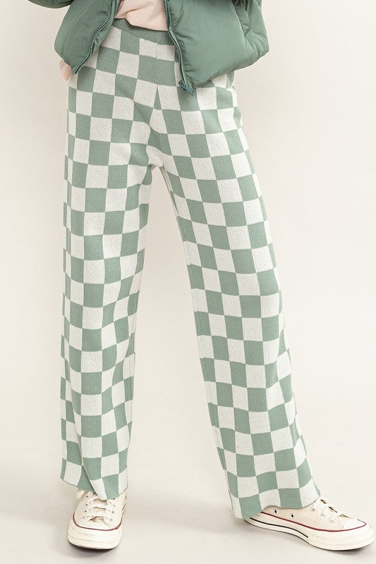 Strike Checkered Pants Green Cream Bottom