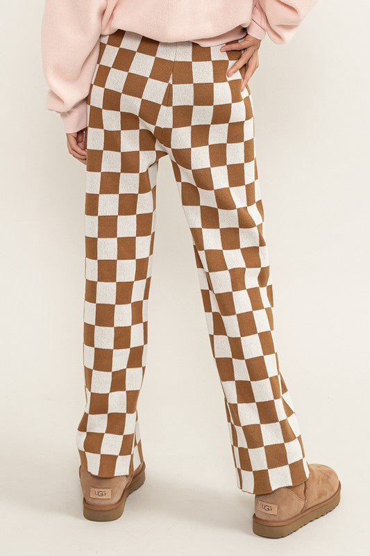 Strike Checkered Pants Brown Cream Bottom