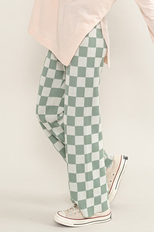 Strike Checkered Pants Green Cream Bottom