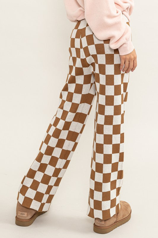 Strike Checkered Pants Brown Cream Bottom