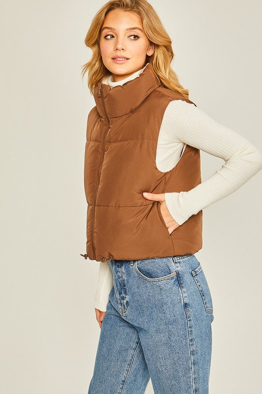 Woven Reverisble Vest Cocoa Top