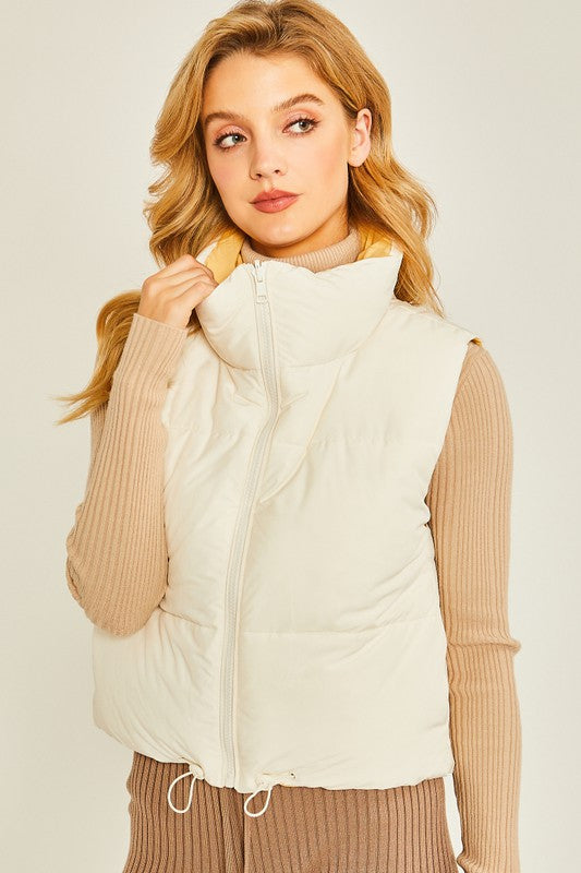 Woven Reverisble Vest Ivory Top