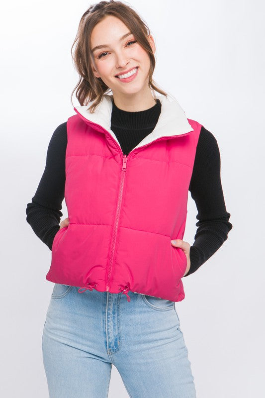 Woven Reverisble Vest Fuchsia Top