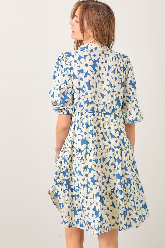 Daisy Poplin Dress Blue Dress