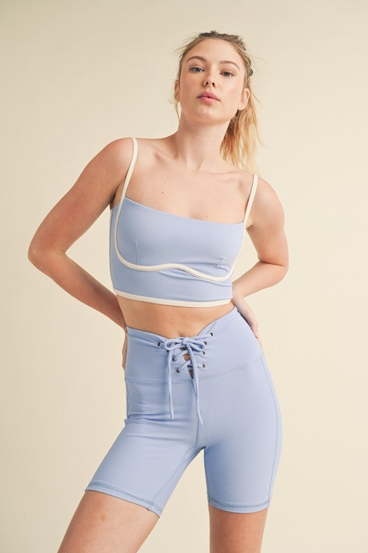 Sculpting Bra Tank Blue Top