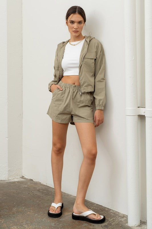 Drawstring Shorts Light Olive Bottom