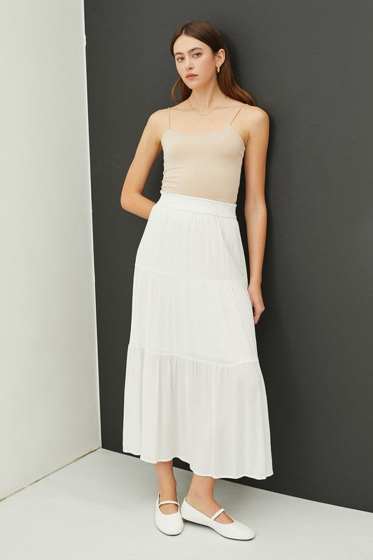 Tiered Maxi Skirt Off White Bottom