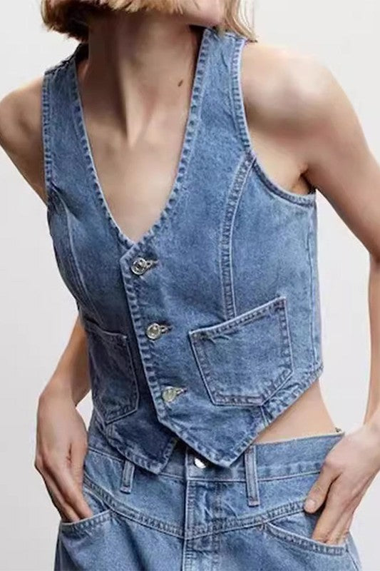 Denim Vest Blue Top