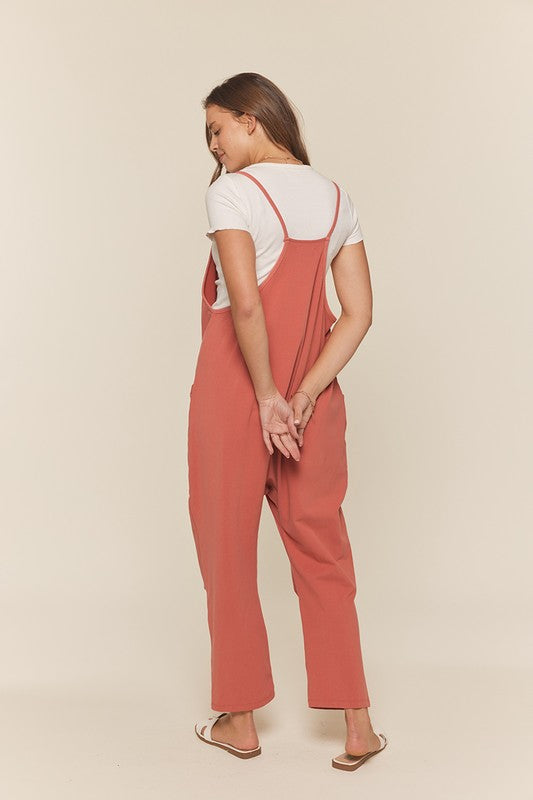 Pocket Knit Overall Pants Coral Jumper