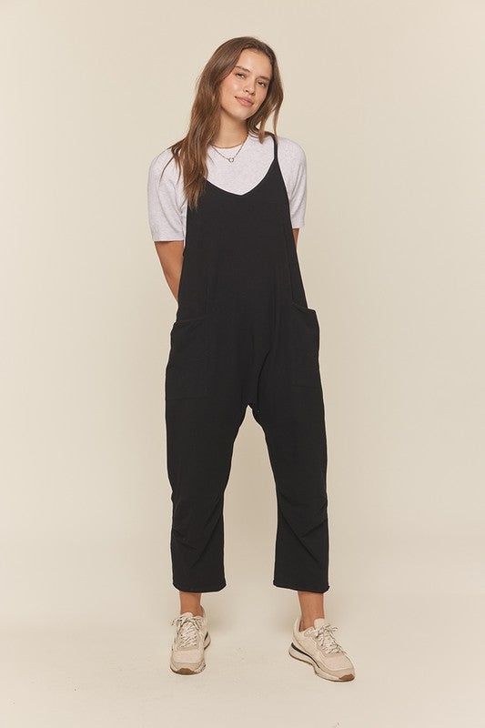 Pocket Knit Overall Pants Black Jumper