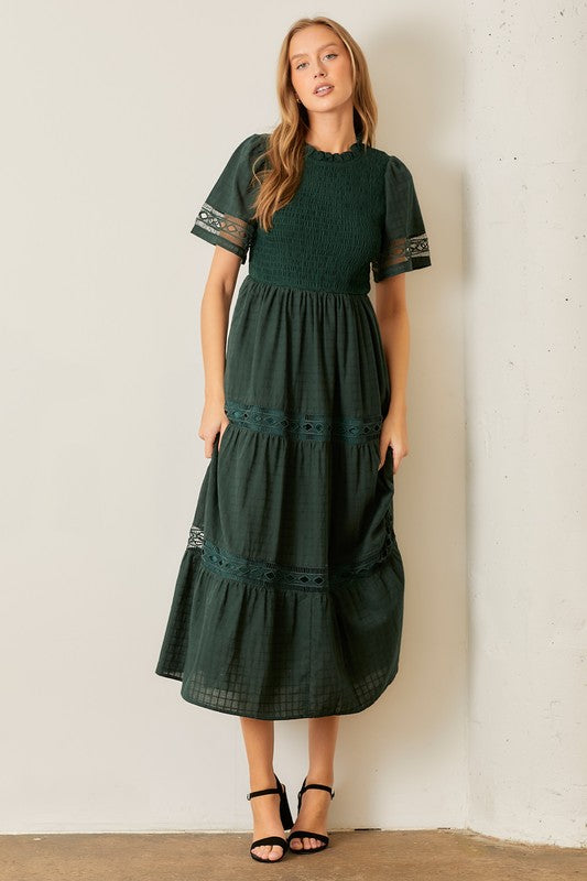 Smocked Maxi Dress Hunter Green Dress