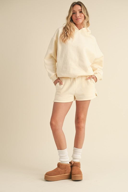 Fleece Pullover Hoodie Cream Top