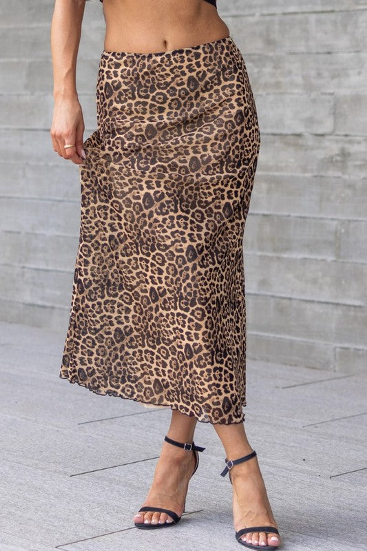 Leopard Mesh Skirt Leopard Bottom