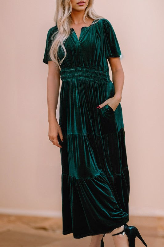 Dahlia Velvet Maxi Dress Green Dress