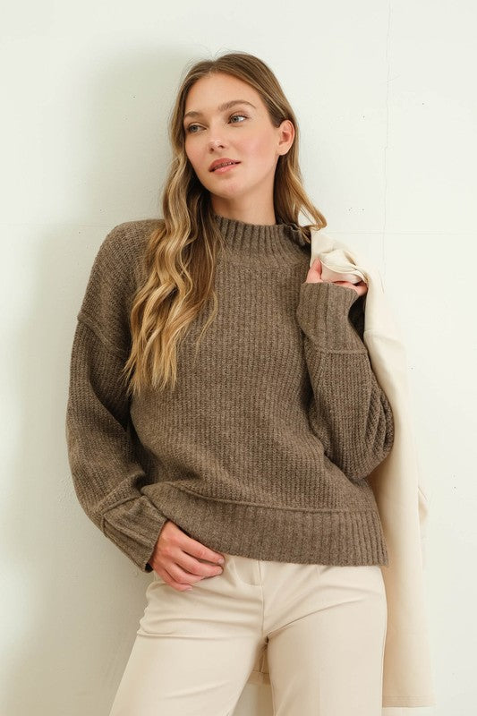 Mock Neck Sweater Mocha Top