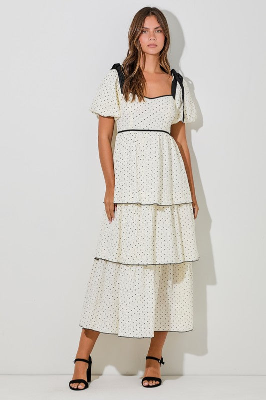 Polkadot Midi Dress Cream Dress