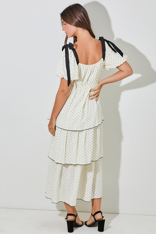 Polkadot Midi Dress Cream Dress