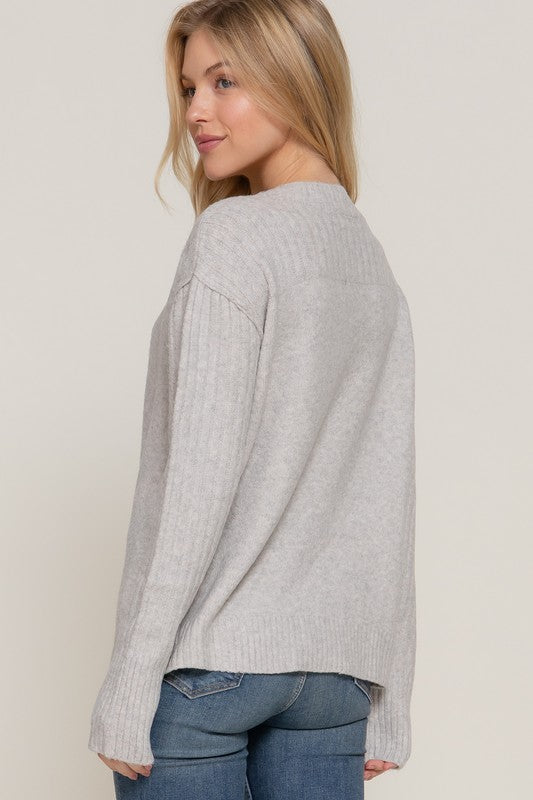 Mock Neck Sweater Light H. Grey Top