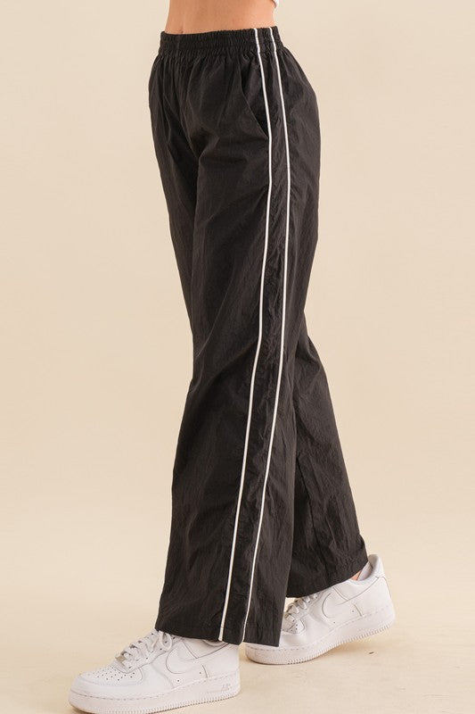 Piped Track Pants Black Bottom