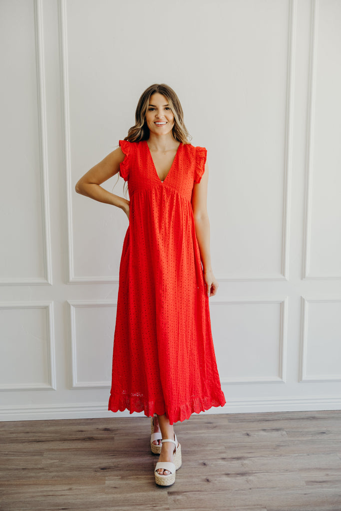 The Dutton Hibiscus Eyelet Dress