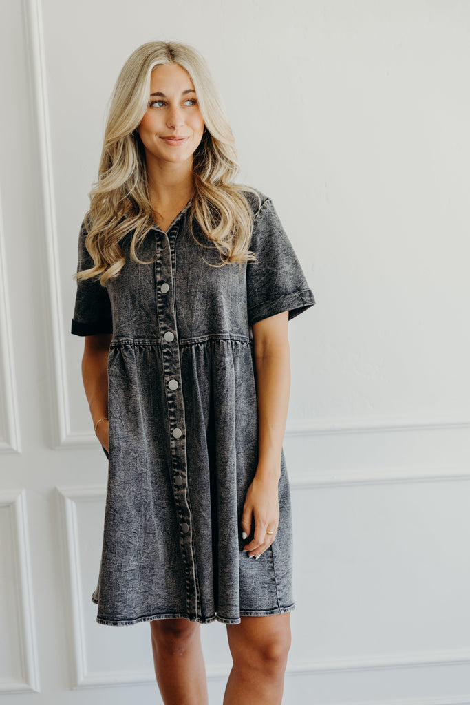 The Lennox Black Denim Dress