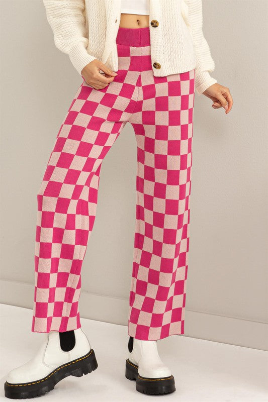 Strike Checkered Pants Fuchsia Pink Bottom