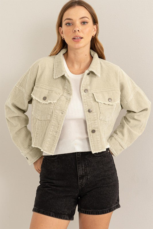 Extra Passion Corduroy Crop Jacket Cream Bottom