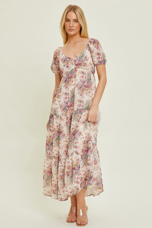 Chiffon Floral Dress Cream Multi Dress