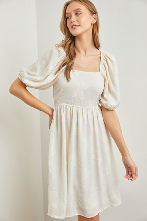 Texture Woven Mini Dress Cream Dress