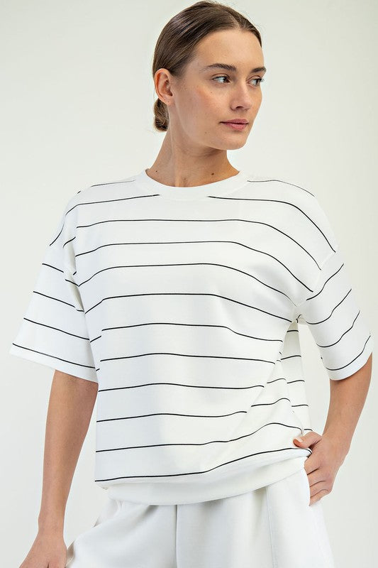 Scuba Stripe Top Black/Cream Top