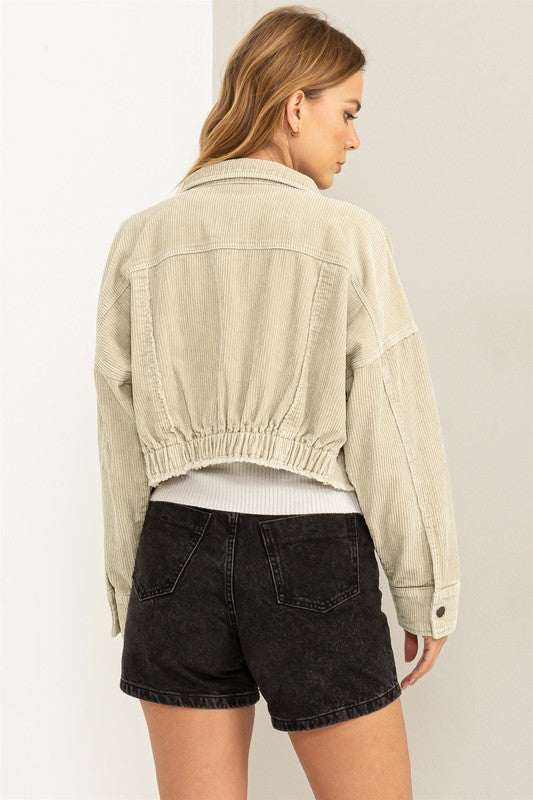 Extra Passion Corduroy Crop Jacket Cream Bottom